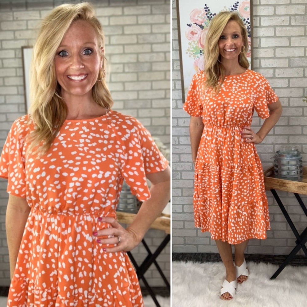 Orange Dalmatian Print Dress